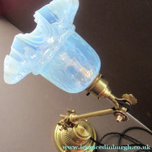 Load image into Gallery viewer, Antique Dugdills Art Nouveau Flower Desk Lamp with Antique Vaseline Shade
