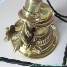 Load image into Gallery viewer, Antique Dugdills Art Nouveau Flower Desk Lamp with Antique Vaseline Shade
