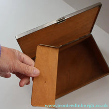 Load image into Gallery viewer, ANTIQUE Edwardian Silver Plate Cigar or Trinket Box - with hand embellised print by GEORGE WRIGHT. Carriage Image
