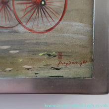 Load image into Gallery viewer, ANTIQUE Edwardian Silver Plate Cigar or Trinket Box - with hand embellised print by GEORGE WRIGHT. Carriage Image
