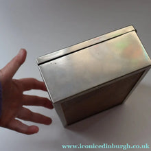 Load image into Gallery viewer, ANTIQUE Edwardian Silver Plate Cigar or Trinket Box - with hand embellised print by GEORGE WRIGHT. Carriage Image
