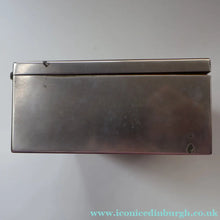 Load image into Gallery viewer, ANTIQUE Edwardian Silver Plate Cigar or Trinket Box - with hand embellised print by GEORGE WRIGHT. Carriage Image
