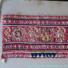 Load image into Gallery viewer, ANTIQUE FOLK ART. Pre-1950s Embroidered Textile Sample: Made by Peasants in Romania. Mounted on 1950s Swan Pens Advert
