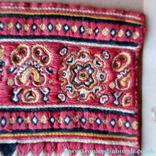 Load image into Gallery viewer, ANTIQUE FOLK ART. Pre-1950s Embroidered Textile Sample: Made by Peasants in Romania. Mounted on 1950s Swan Pens Advert

