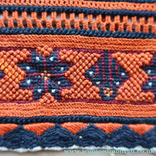 Load image into Gallery viewer, ANTIQUE FOLK ART. Pre-1950s Embroidered Textile Sample: Made by Peasants in Romania. Mounted on 1950s Swan Pens Advert

