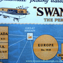 Load image into Gallery viewer, ANTIQUE FOLK ART. Pre-1950s Embroidered Textile Sample: Made by Peasants in Romania. Mounted on 1950s Swan Pens Advert 
