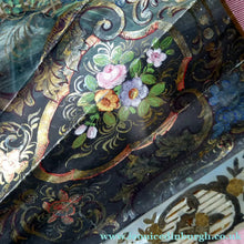 Load image into Gallery viewer, Antique FRAMED Hand Painted Fan with mother of pearl sticks and guards:  shaped, carved, pierced and gilt. FETE GALANTE design
