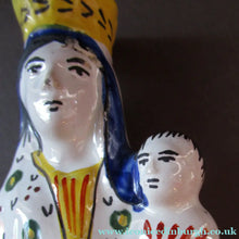 Load image into Gallery viewer, Antique Quimper Faience Figurine of the Madonna and Child / Virgin Mary and Baby Jesus
