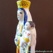 Load image into Gallery viewer, Antique Quimper Faience Figurine of the Madonna and Child / Virgin Mary and Baby Jesus
