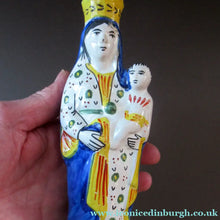 Load image into Gallery viewer, Antique Quimper Faience Figurine of the Madonna and Child / Virgin Mary and Baby Jesus
