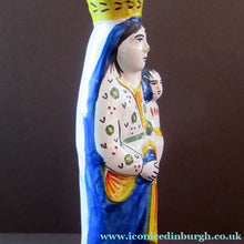 Load image into Gallery viewer, Antique Quimper Faience Figurine of the Madonna and Child / Virgin Mary and Baby Jesus
