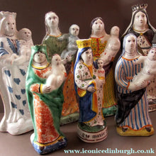 Load image into Gallery viewer, ANTIQUE FRENCH Figurine: Virgin Mary and Baby Jesus. Old Quimper Pottery Faience Figure of the Madonna and Child
