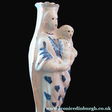 Load image into Gallery viewer, Antique French Faience Quimper Blue and White Figurine. Madonna and Child
