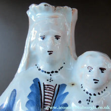 Load image into Gallery viewer, Antique French Faience Quimper Blue and White Figurine. Madonna and Child
