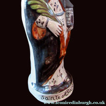 Load image into Gallery viewer, Large Antique French Quimper Faience Sculpture of Saint Barbe (Barbara)
