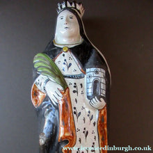 Load image into Gallery viewer, Large Antique French Quimper Faience Sculpture of Saint Barbe (Barbara)
