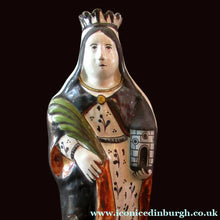 Load image into Gallery viewer, Large Antique French Quimper Faience Sculpture of Saint Barbe (Barbara)
