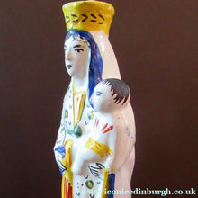 Load image into Gallery viewer, Antique Quimper Faience Figurine of the Madonna and Child / Virgin Mary and Baby Jesus
