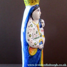 Load image into Gallery viewer, Antique Quimper Faience Figurine of the Madonna and Child / Virgin Mary and Baby Jesus
