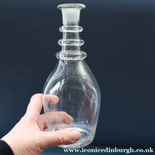 Load image into Gallery viewer, ANTIQUE GEORGIAN Hand-Blown Hooped Neck Decanter with Original Mushroom Stopper
