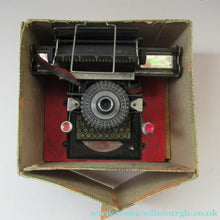 Load image into Gallery viewer, Antique German Toy Typewriter with Rotary Dial. DRGM / DRP USA patent in original box - Tinplate Toy
