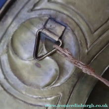 Load image into Gallery viewer, Antique GLASGOW SCHOOL Arts and Crafts Brass Wall Charger with Celtic Knotwork Pattern.  Fine Antique Metalwork
