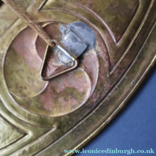 Load image into Gallery viewer, Antique GLASGOW SCHOOL Arts and Crafts Brass Wall Charger with Celtic Knotwork Pattern.  Fine Antique Metalwork
