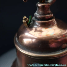 Load image into Gallery viewer, GENUINE Antique Glass HOLOPHANE Pendant Two Part Light Shade with Copper Fittings, Brass Ceiling Hook Fitment and Hanging Chain
