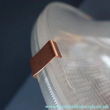 Load image into Gallery viewer, GENUINE Antique Glass HOLOPHANE Pendant Two Part Light Shade with Copper Fittings, Brass Ceiling Hook Fitment and Hanging Chain
