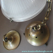 Load image into Gallery viewer, Three Part Holophane Prismatic Hanging Pendant Light Shade 1920s
