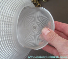 Load image into Gallery viewer, Three Part Holophane Prismatic Hanging Pendant Light Shade 1920s
