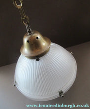Load image into Gallery viewer, Three Part Holophane Prismatic Hanging Pendant Light Shade 1920s
