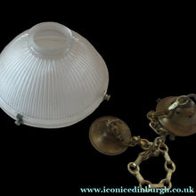 Load image into Gallery viewer, Three Part Holophane Prismatic Hanging Pendant Light Shade 1920s
