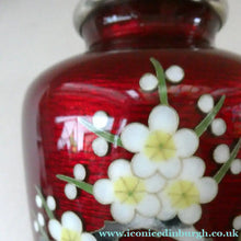 Load image into Gallery viewer, Antique Japanese Cloisonne Red Ginbari Enamel Vase with Ando Jubei Studio Flower Mark Media 1 of 26
