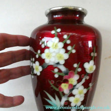 Load image into Gallery viewer, Antique Japanese Cloisonne Red Ginbari Enamel Vase with Ando Jubei Studio Flower Mark Media 1 of 26
