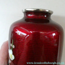 Load image into Gallery viewer, Antique Japanese Cloisonne Red Ginbari Enamel Vase with Ando Jubei Studio Flower Mark Media 1 of 26
