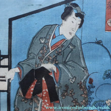 Load image into Gallery viewer, ANTIQUE Japanese Print by Utagawa Kunisada (1786 - 1865). The Colour Print Contest of a Modern Genj. Dated 1852


