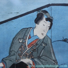 Load image into Gallery viewer, ANTIQUE Japanese Print by Utagawa Kunisada (1786 - 1865). The Colour Print Contest of a Modern Genj. Dated 1852

