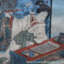 Load image into Gallery viewer, ANTIQUE Japanese Print by Utagawa Kunisada (1786 - 1865). The Colour Print Contest of a Modern Genj. Dated 1852

