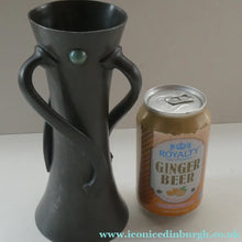 Load image into Gallery viewer, Liberty &amp; Co. Tudric Twin Handled Pewter Vase with Inset Stones. Designed by Oliver Baker

