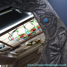 Load image into Gallery viewer, Antique LIBERTY STYLE / GLASGOW STYLE Pewter Arts and Crafts Mirror. Decorated with Butterflies
