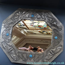 Load image into Gallery viewer, Antique LIBERTY STYLE / GLASGOW STYLE Pewter Arts and Crafts Mirror. Decorated with Butterflies
