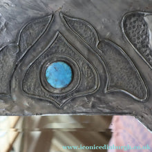 Load image into Gallery viewer, Antique LIBERTY STYLE / GLASGOW STYLE Pewter Arts and Crafts Mirror. Decorated with Butterflies

