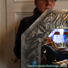Load image into Gallery viewer, Antique LIBERTY STYLE / GLASGOW STYLE Pewter Arts and Crafts Mirror. Decorated with Butterflies
