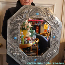 Load image into Gallery viewer, Antique LIBERTY STYLE / GLASGOW STYLE Pewter Arts and Crafts Mirror. Decorated with Butterflies
