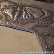 Load image into Gallery viewer, Antique LIBERTY STYLE / GLASGOW STYLE Pewter Arts and Crafts Mirror. Decorated with Butterflies
