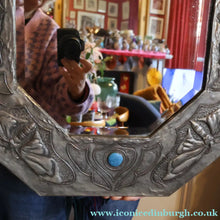 Load image into Gallery viewer, Antique LIBERTY STYLE / GLASGOW STYLE Pewter Arts and Crafts Mirror. Decorated with Butterflies
