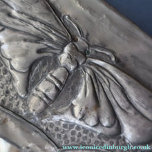Load image into Gallery viewer, Antique LIBERTY STYLE / GLASGOW STYLE Pewter Arts and Crafts Mirror. Decorated with Butterflies
