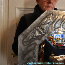 Load image into Gallery viewer, Antique LIBERTY STYLE / GLASGOW STYLE Pewter Arts and Crafts Mirror. Decorated with Butterflies
