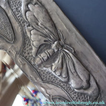 Load image into Gallery viewer, Antique LIBERTY STYLE / GLASGOW STYLE Pewter Arts and Crafts Mirror. Decorated with Butterflies
